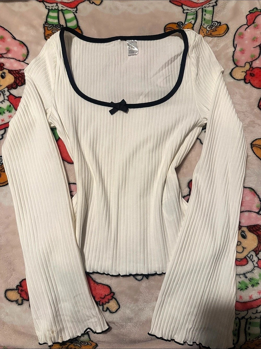 Ribbed Long Sleeve Top in White Like New